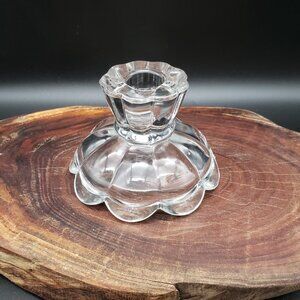 Vintage Clear Glass 2-Way Candle Holder – Taper & Pillar Dual Use – 2.75" x 4"